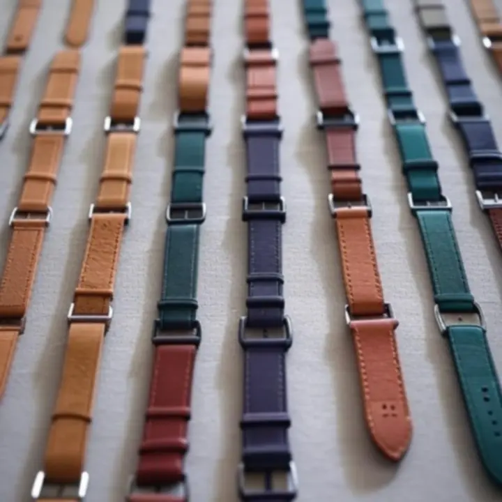 Siatka prezentująca różne modele pasków skórzanych do zegarków