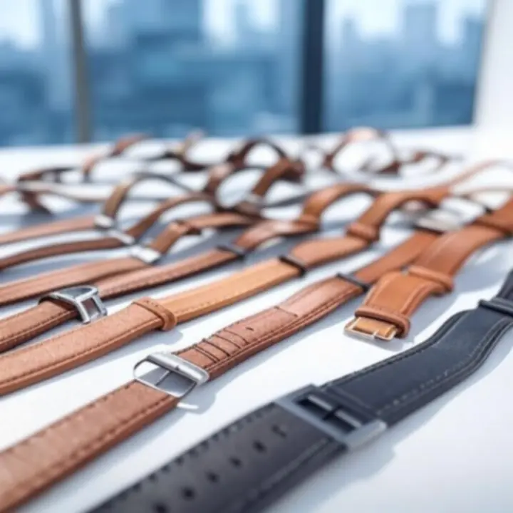 Nowoczesne paski do zegarków zaprezentowane w eleganckiej aranżacji