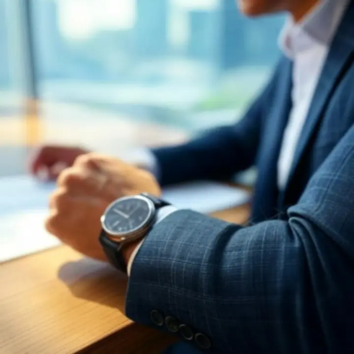 Zbliżenie na zegarek z paskiem skórzanym na nadgarstku klienta